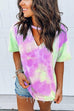 Karleedress V Neck Cut Out Short Sleeve Tie Dye T-shirt