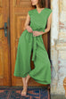 Karleedress Tie Waist Wrapped Top and Wide Leg Cropped Pants Cotton Linen Set