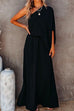 Karleedress One Shoulder Batwing Sleeve Waisted Side Split Maxi Dress