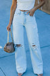 Karleedress High Waist Wide Leg Ripped Jeans