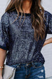 Karleedress Half Sleeves Shiny Sequin Blouse Top