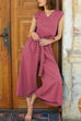 Karleedress Tie Waist Wrapped Top and Wide Leg Cropped Pants Cotton Linen Set