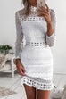 Karleedress Back Zipper Lace Splice Hollow Out Mini Dress