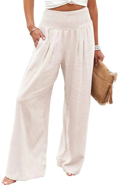 Karleedress Elastic Waist Pockets Wide Leg Pants