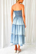 Karleedress Strapless Tube Side Slit Ruffle Tiered Denim Dress