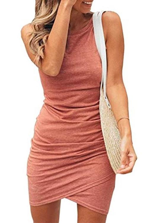 Karleedress Crewneck Sleeveless Tulip Hem Bodycon Dress