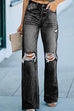 Karleedress Wide Leg Distressed Ripped Denim Pants