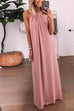 Karleedress Solid Halter Ruched Swing Maxi Dress