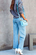 Karleedress Raw Hem Wide Leg Casual Denim Pants