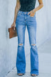 Karleedress Distressed Ripped Flared Denim Pants