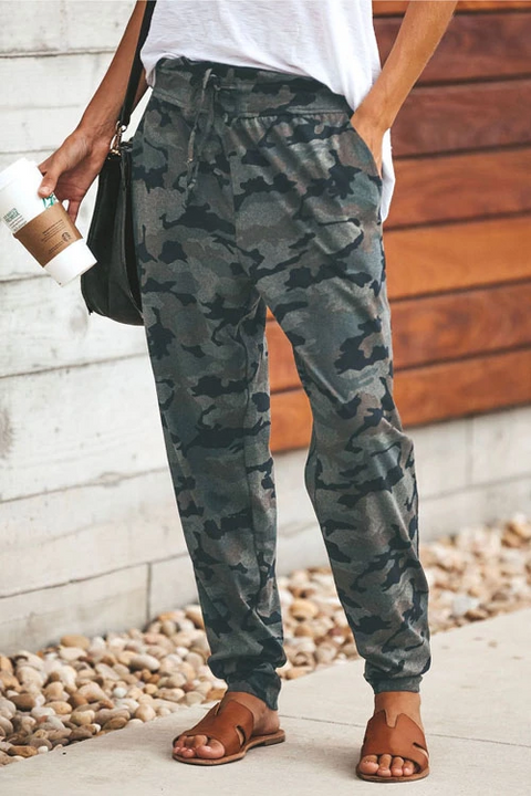 KD Casual Style Drawstring Camo Pants