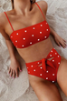 KD Heart Printed Tie Waist Two Pieces Swimsuit