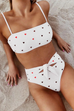 KD Heart Printed Tie Waist Two Pieces Swimsuit