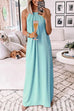 Karleedress Solid Halter Ruched Swing Maxi Dress