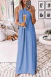 Karleedress Solid Halter Ruched Swing Maxi Dress